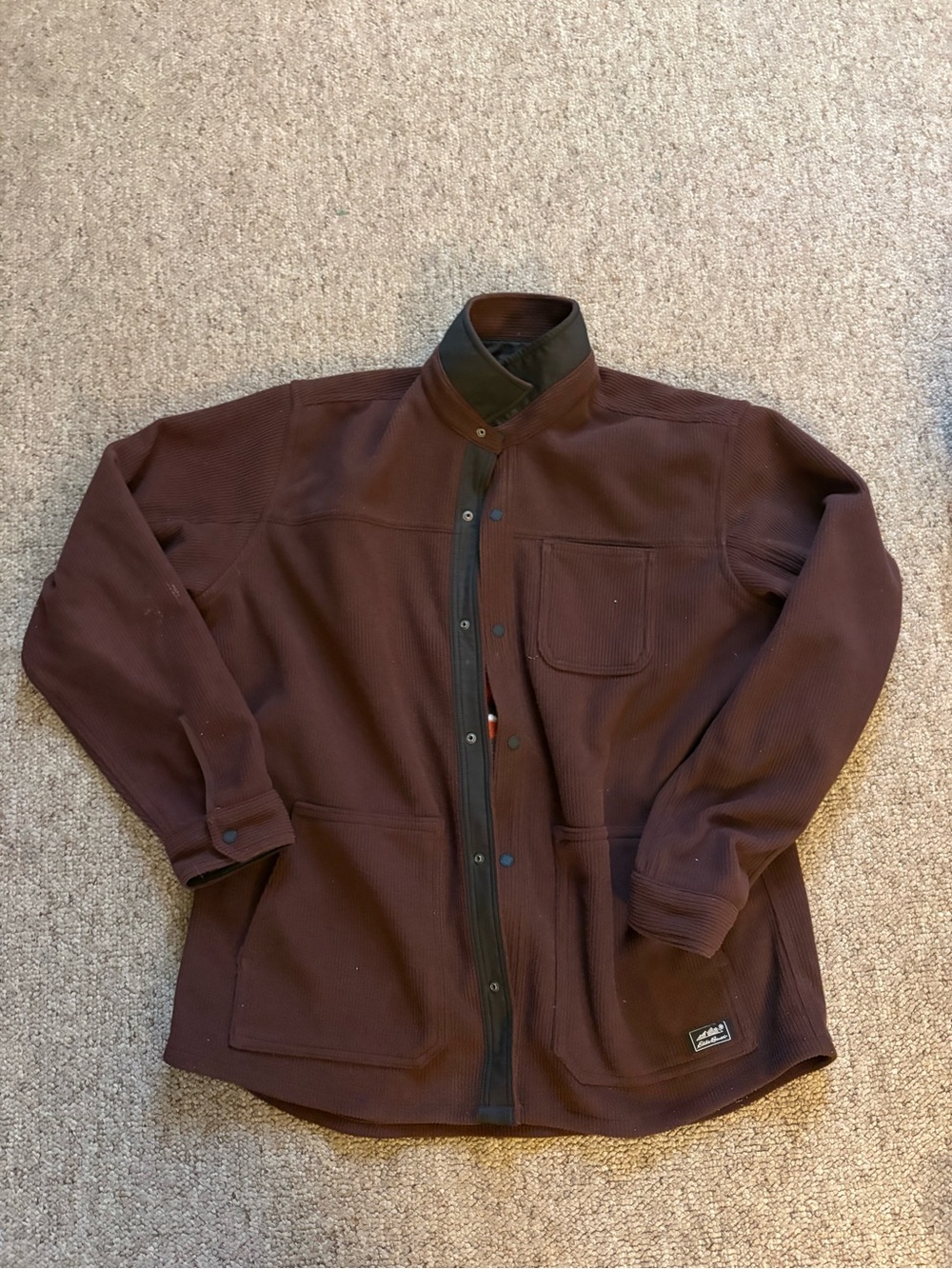 Eddie Bauer Dark Brown Snap-Front Shirt Jacket
